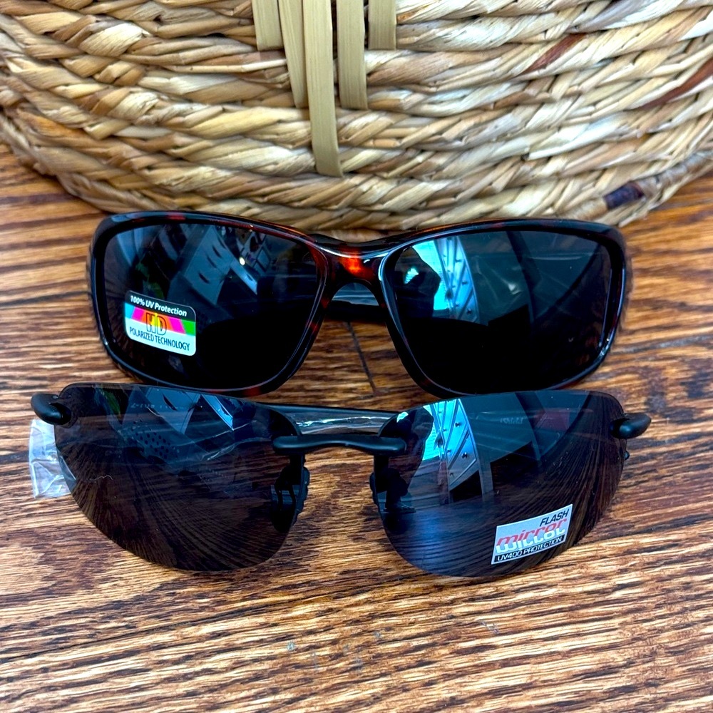 Men's Polarized Sunglasses Bundle- Black Lenses with Tortoise Frame & Black